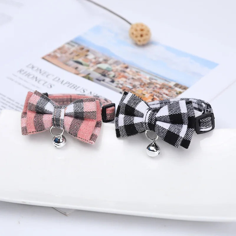 Cute Pet Collar with Bow & Bell – Adjustable Necklace for Cats, Kittens & Small Dogs
