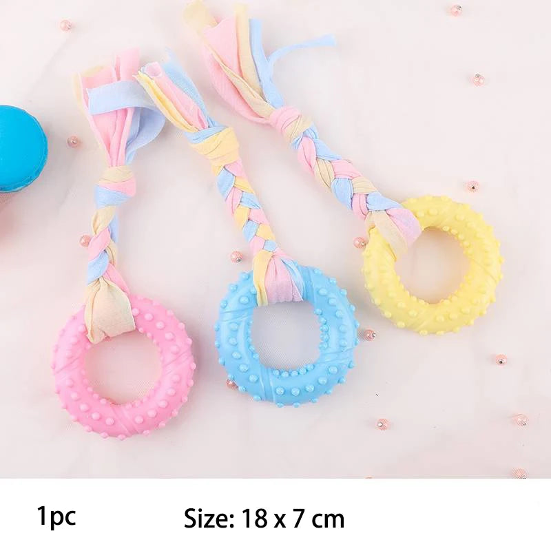 Durable Dog Chew Toy – TPR Knot Rope for Small Dogs, Training & Teeth Cleaning