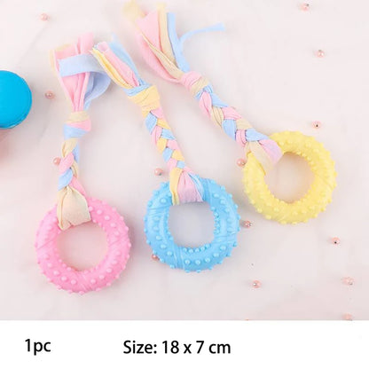 Durable Dog Chew Toy – TPR Knot Rope for Small Dogs, Training & Teeth Cleaning