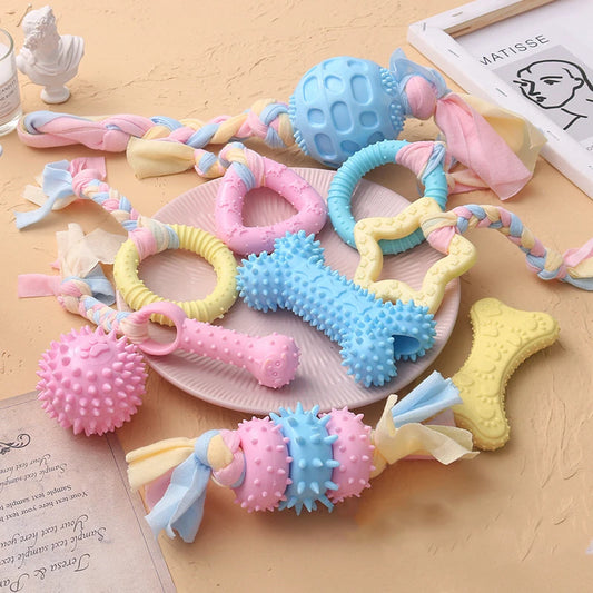 Durable Dog Chew Toy – TPR Knot Rope for Small Dogs, Training & Teeth Cleaning