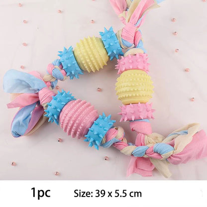 Durable Dog Chew Toy – TPR Knot Rope for Small Dogs, Training & Teeth Cleaning