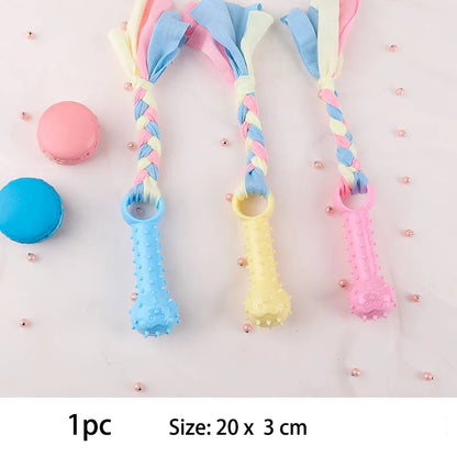 Durable Dog Chew Toy – TPR Knot Rope for Small Dogs, Training & Teeth Cleaning