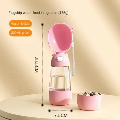 Portable Pet Water Bottle with Food Dispenser – Travel Cup for Dogs & Cats