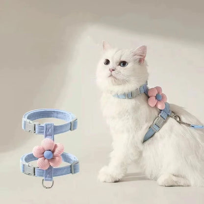 Adjustable Pet Harness & Leash Set – Breathable Walking Strap for Cats & Small Dogs