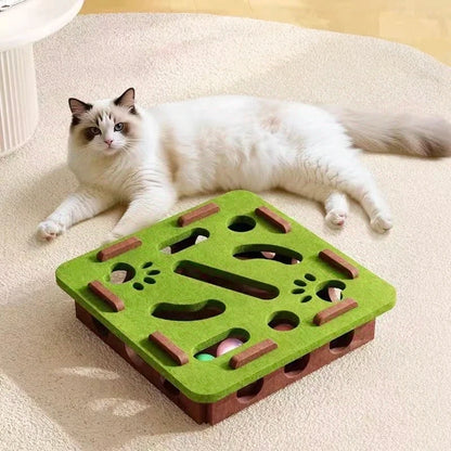 Cat Puzzle Toy – Felt Maze Box with Bell Ball for Kittens & Cats