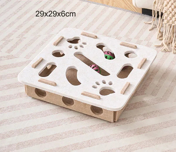 Cat Puzzle Toy – Felt Maze Box with Bell Ball for Kittens & Cats