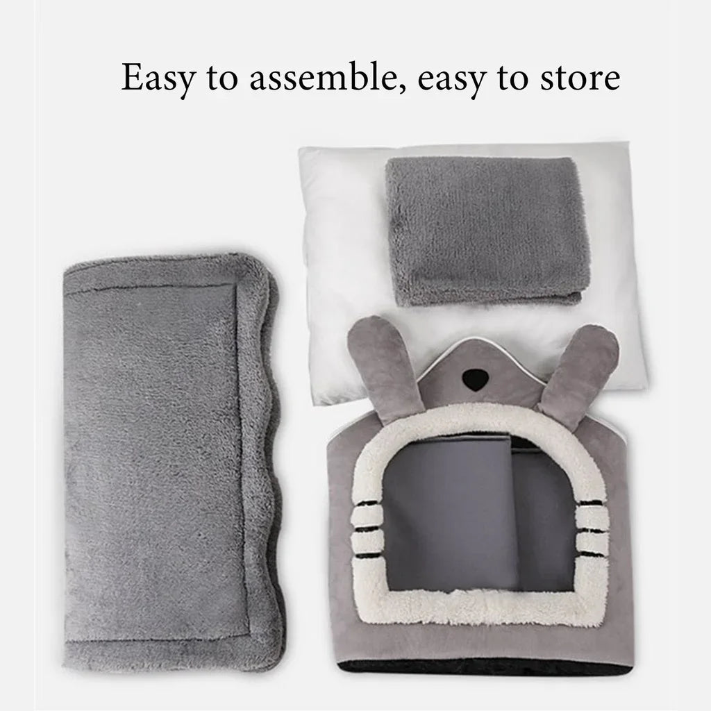 Folding Pet House – Cozy Winter Kennel with Mattress for Small & Medium Dogs and Cats