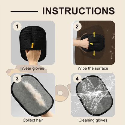 Reusable Pet Grooming Gloves – Electrostatic Hair Removal Mitts for Dogs & Cats