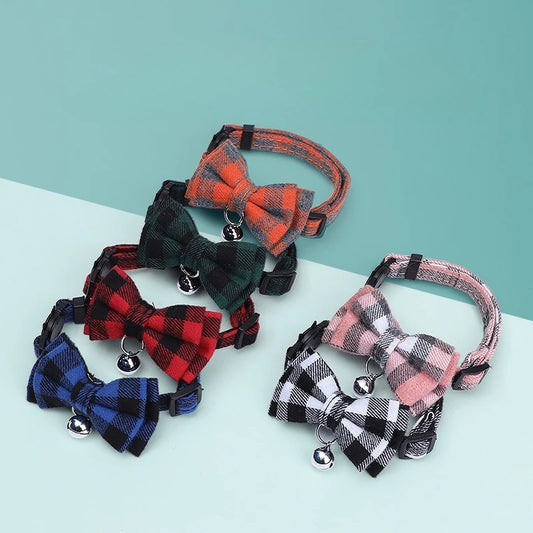 Cute Pet Collar with Bow & Bell – Adjustable Necklace for Cats, Kittens & Small Dogs