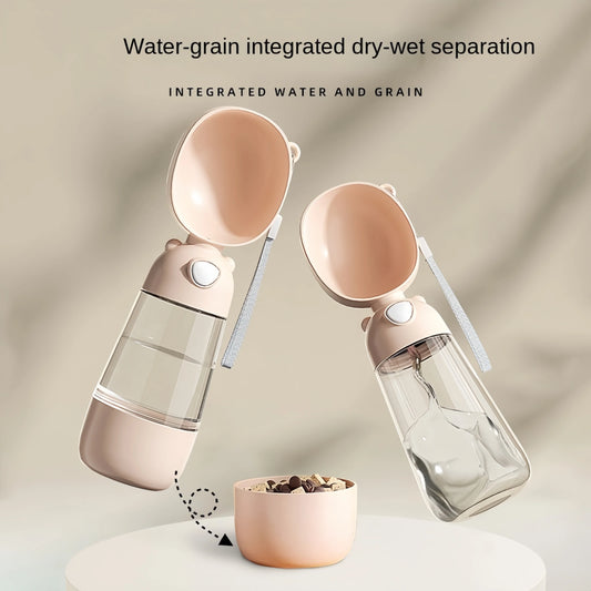 Portable Pet Water Bottle with Food Dispenser – Travel Cup for Dogs & Cats