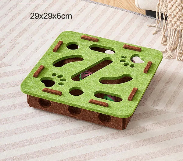 Cat Puzzle Toy – Felt Maze Box with Bell Ball for Kittens & Cats