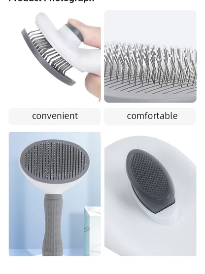 Stainless Steel Pet Hair Removal Comb – Grooming Brush for Dogs & Cats
