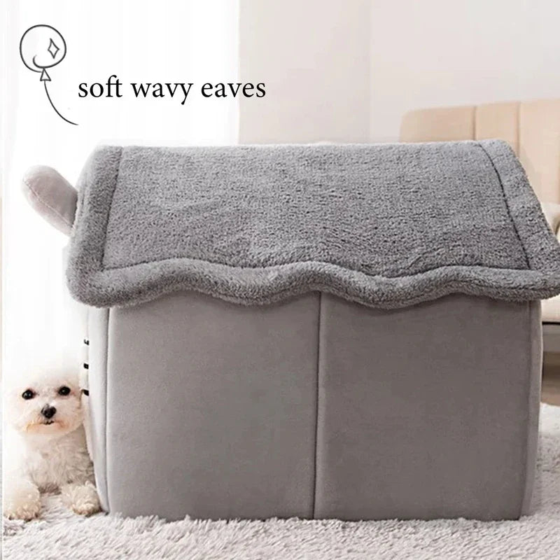 Folding Pet House – Cozy Winter Kennel with Mattress for Small & Medium Dogs and Cats