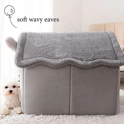 Folding Pet House – Cozy Winter Kennel with Mattress for Small & Medium Dogs and Cats