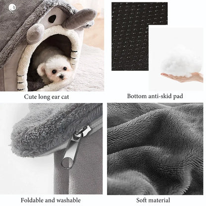 Folding Pet House – Cozy Winter Kennel with Mattress for Small & Medium Dogs and Cats