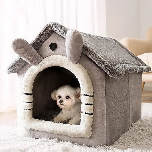 Folding Pet House – Cozy Winter Kennel with Mattress for Small & Medium Dogs and Cats