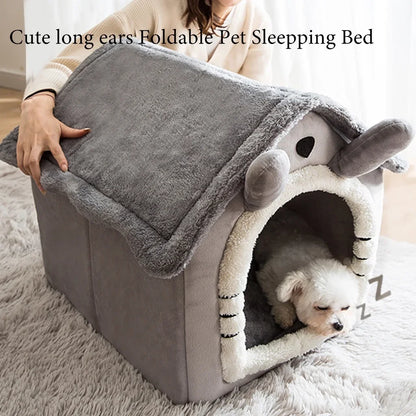 Folding Pet House – Cozy Winter Kennel with Mattress for Small & Medium Dogs and Cats