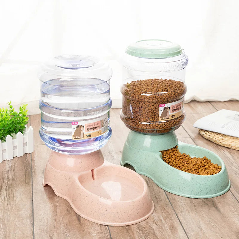 Large Capacity Pet Feeding Bowls with Automatic Water Dispenser – For Dogs & Cats