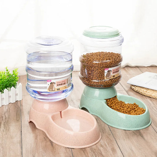 Large Capacity Pet Feeding Bowls with Automatic Water Dispenser – For Dogs & Cats
