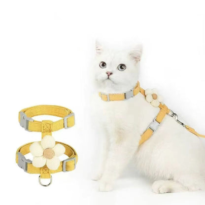 Adjustable Pet Harness & Leash Set – Breathable Walking Strap for Cats & Small Dogs