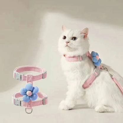 Adjustable Pet Harness & Leash Set – Breathable Walking Strap for Cats & Small Dogs