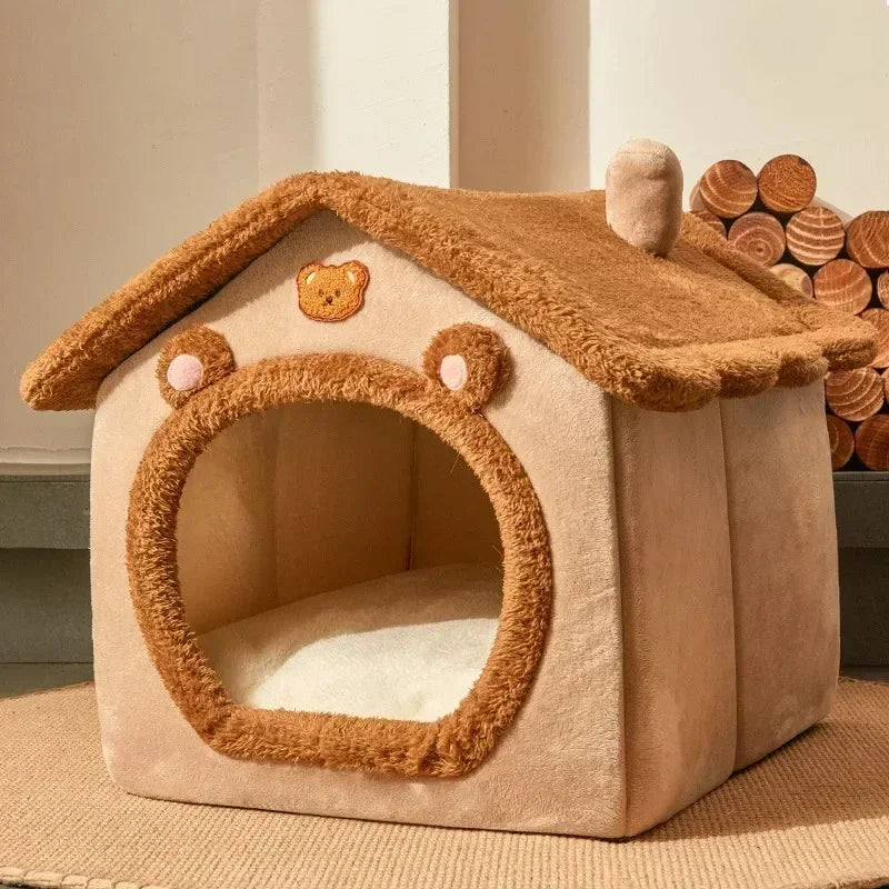 Folding Pet House – Cozy Winter Kennel with Mattress for Small & Medium Dogs and Cats