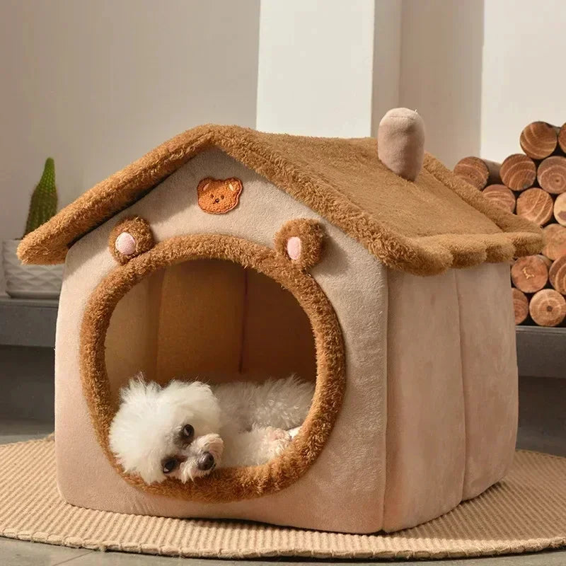 Folding Pet House – Cozy Winter Kennel with Mattress for Small & Medium Dogs and Cats
