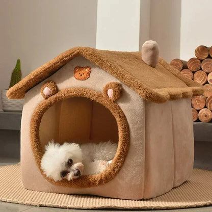 Folding Pet House – Cozy Winter Kennel with Mattress for Small & Medium Dogs and Cats