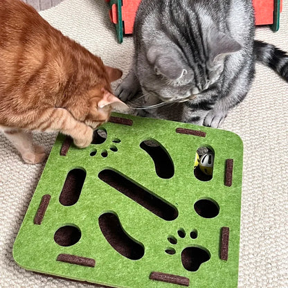 Cat Puzzle Toy – Felt Maze Box with Bell Ball for Kittens & Cats