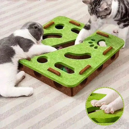 Cat Puzzle Toy – Felt Maze Box with Bell Ball for Kittens & Cats