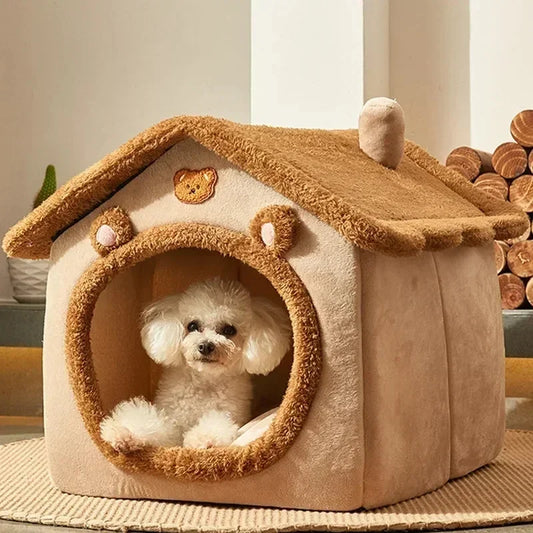 Folding Pet House – Cozy Winter Kennel with Mattress for Small & Medium Dogs and Cats